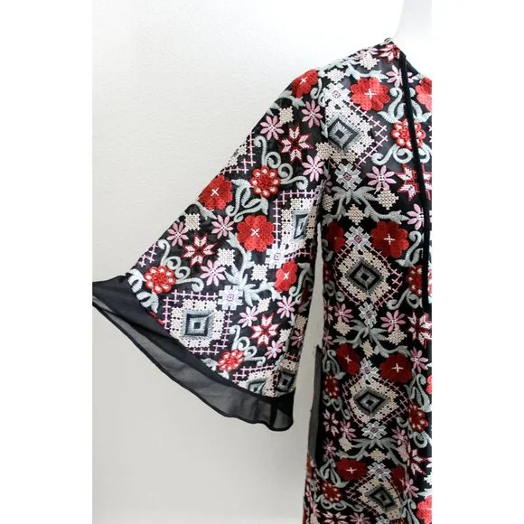 NWT BCBGMaxAzria Tati Embroidered Floral Shift Dress - Picture 4 of 7